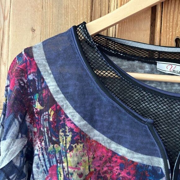 Variations Smallâ / Medium PrintedâBlue Gray Tunic Blouse Top - Picture 4 of 13